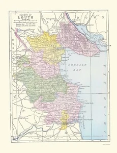 Historic Map - Louth County Ireland - Bartholomew 1882 - 23 x 30.05 - Picture 1 of 20