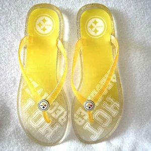 Sandalias para mujer Pittsburgh Steelers grandes estilo jaleas amarillas - Imagen 1 de 4