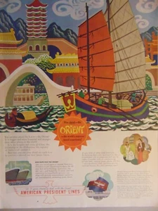 1946 AMERICAN PRESIDENT LINES To the ORIENT vintage art print ad - Picture 1 of 1