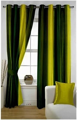 Juego de 2 cortinas de ventana de puerta con ojal ojal sombreado verde 5 7 9 pies Foto 1 de 4
