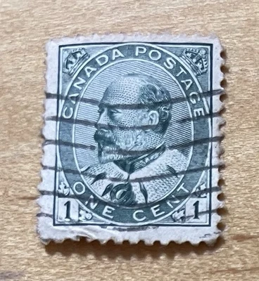 Estampilla postal de Canadá de un centavo del rey Jorge V 1910-1936 verde Foto 1 de 3