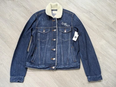 Chaqueta vaquera Gap 1969 para mujer pequeña cuello sherpa Times Square NYC espalda gráfico Foto 1 de 4