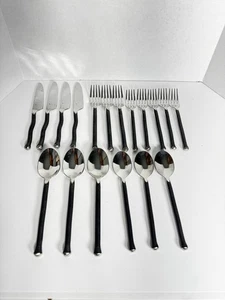 Gourmet Settings Montana 18/10 Stainless Flatware Black Handle 18 Pcs - Picture 1 of 8