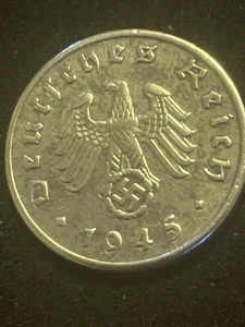 1945 WWII German 1 Pfennig Coin Rare Date Minted In Berlin - Picture 1 of 10