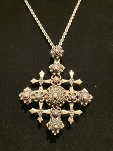 Vintage Jerusalem Sterling Silver Crusader Cross Necklace Pendant & Earrings 58g - Photo 1 sur 9