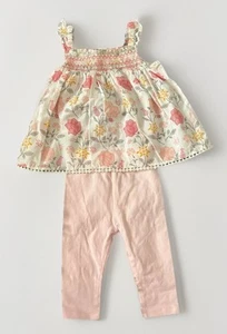 PUREBABY floral top/dress & BILBI pink leggings Size 000 (0–3) - Picture 1 of 2