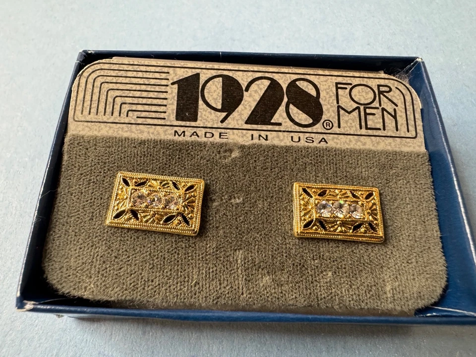 Gemelos rectangulares formales vintage 1928 tono dorado Foto 1 de 4