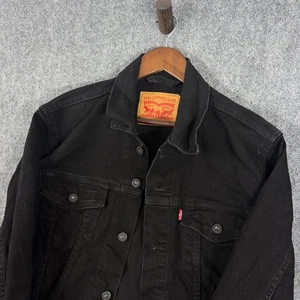 Levi Strauss & Co. Mens Black Denim Trucker Jacket Classic Style Sz S - Picture 1 of 8