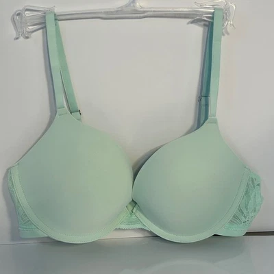 Sujetador push up con aros On Gossamer 34C Aqua Mint con cordones correas ajustables Foto 1 de 4
