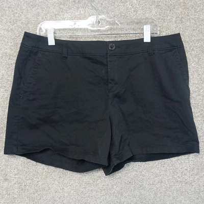 Liz Claiborne Shorts Womens 14 Black Stretch Casual Chino Flap Pockets Summer - Image 1 of 4