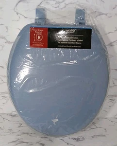 Sedile WC imbottito in vinile blu per bambini imbottito copertura rotonda standard - Foto 1 di 4