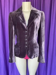 TAHARI Stunning Violet Purple Velvet SteamPunk Victorian Retro Jacket *Size 2 - Picture 1 of 14
