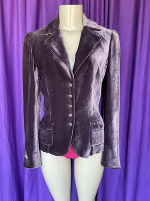 TAHARI Stunning Violet Purple Velvet SteamPunk Victorian Retro Jacket *Size 2 - Image 1 of 4