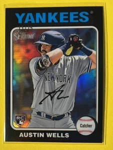 2024 Topps Heritage Chrome AUSTIN WELLS RC BLACK Refractor 13/75 Yankees Rookie - Imagen 1 de 2