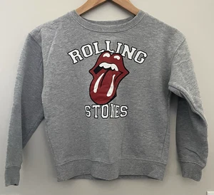 Rolling Stones Niñas Gris Medio Cuello Redondo Sudadera Banda - Imagen 1 de 8