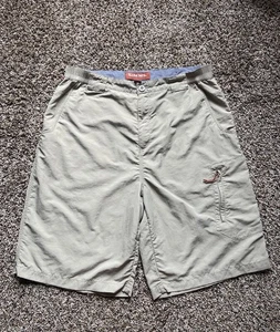 Simms Fishing Shorts Men L Khaki Cor3 Zip Pocket Lightweight Chino Active Nylon - Picture 1 of 16
