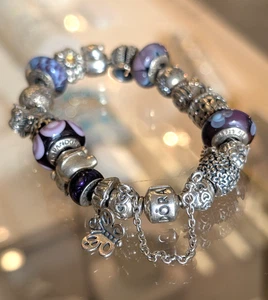 Pandora - Sterling Silver Charm Bracelet with 19 Charms - Picture 1 of 23