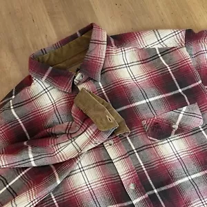 Legendary Whitetails Mens XL Flannel Shirt Red Plaid Corduroy Collar Button-Up - Picture 1 of 8