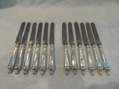 late 19th c french 950 silver 12 dessert knives Louis XVI st russian Boulenger - Image 1 of 4