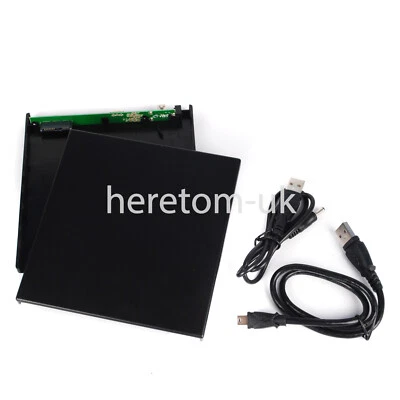 Slim 9.5mm USB 2.0 External Case Enclosure for SATA CD DVD RW Burner Drive - Image 1 of 4