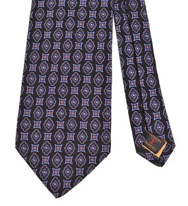 Robert Talbott Best of Class Brown Thick Woven Geometric Medallion Silk Tie - Picture 1 of 1