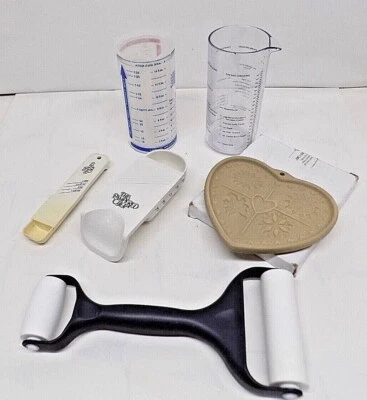 Pampered Chef Measuring Cups & Spoon, Salad, Roller, New Heart Stone Lot of 6 - Image 1 of 4