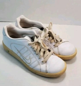 Womens Size 8.5 Nike Court Tradition 2 White Leather Low Tops Lace Up 315161-111 - Picture 1 of 18