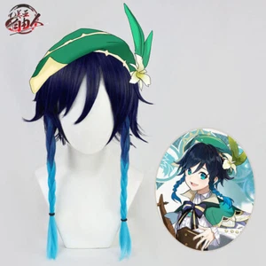 Anime Genshin Impact Venti Cosplay Fashion Hair Braid Hairpiece Gradient Wigs - Picture 1 of 5