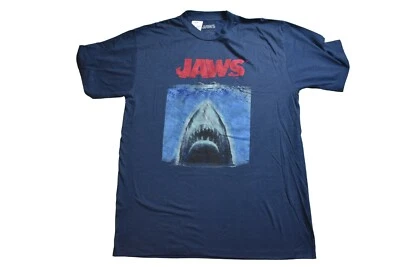 Jaws Mens Big & Tall Jaws Shark Movie Navy Heather Tee Shirt New LT,XLT,2XL,5XL - Image 1 of 2