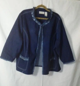 Alfred Dunner Embroidered with Rihinestones Denim Jacket sz 24W - Picture 1 of 7