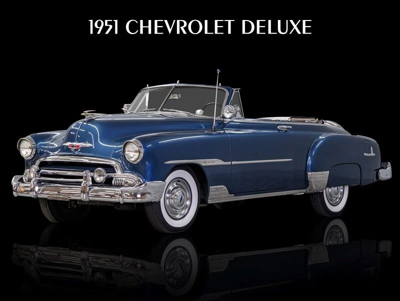 Chevrolet Deluxe 1951 convertible en azul nuevo letrero de metal: 12x16 envío gratuito Foto 1 de 1