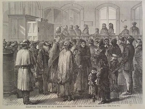 Relieving The Poor Bond St New York 1868 Harper’s Weekly Print - Bild 1 von 2