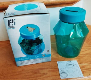 Vtg Digital Coin Counting Money Jar, LCD screen, blue 7" by 5", new in box - Picture 1 of 7