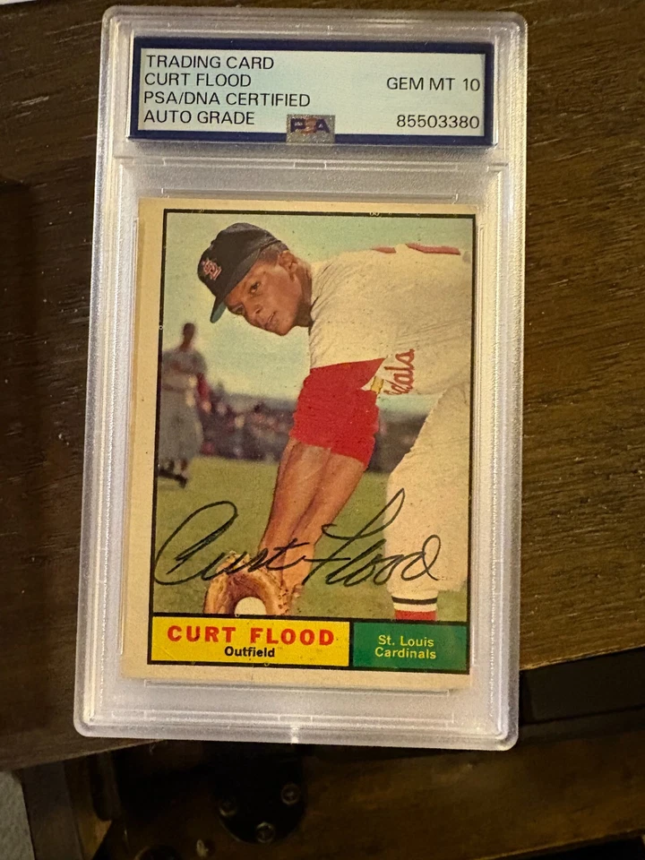 Tarjeta de béisbol autografiada firmada por Curt Flood STL Cardinals 1961 Topps PSA 10 AUTO Foto 1 de 1