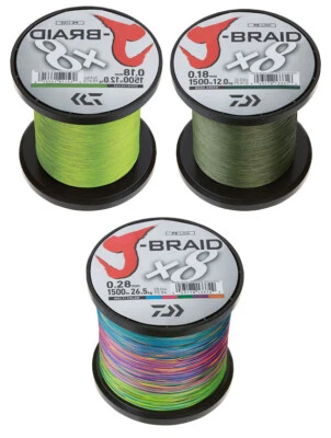 Daiwa J-Braid X8 Wunschlänge dunkelgrün chartreuse multicolor je 50m neu (0,08/m