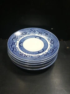 6 Churchill Blue Willow teacup tea cup coffee saucer Plate 5.5” England CC used - Picture 1 of 14