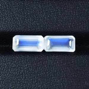 3.76 cts Power Luster Blue Sade / Natural Blue Moonstone - Octagon Pair Gems !!! - Picture 1 of 2