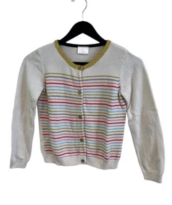HANNA ANDERSSON 140 Girls sweater. White, color stripes Top Cardigan - Picture 1 of 5