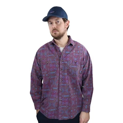 Vtg 90s Patagonia Paisley Aztec Tribal Button Down Long Sleeve Shirt Mens Medium - Image 1 of 4