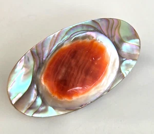 Vintage Abalone Blister Pearl Shell Oval Pin 1-13/16" L - Picture 1 of 3