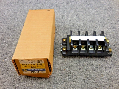 New Square D CB-4 Terminal Block 4 Circuit Class 9080 Wire #10 and Smaller 600V - Image 1 of 4