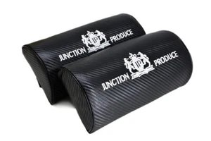 X2 JP Junction Produce Carbon Leather Car Seat Neck Pillows Headrest Cushion Pad - Picture 1 of 4