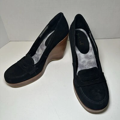 On Your Feet Shoes Cline Womens Sz 10 Black Suede Slip On Comfort Platform - Image 1 of 4