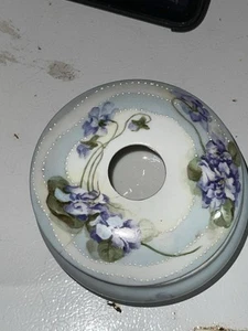 VINTAGE VIENNA AUSTRIA BLUE AND GOLD PORCELAIN DRESSER SET POWDER HAIR RECEIVER - Picture 1 of 7