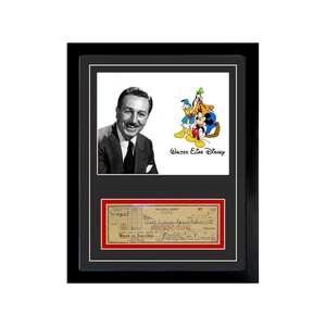 Reproducción de Walt Disney firmada cancelada cheque enmarcado exhibición - Imagen 1 de 5