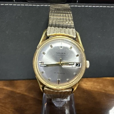 Vintage GRUEN men's manual wind watch N522CD day/date Gray dial swiss 1960s #105 - Image 1 of 4