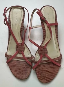 Sandalia Ann Taylor Rosa Tacón de Gatito S Piel de Serpiente Medallón Cuero Cordones 7M - Imagen 1 de 8