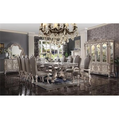 ACME Dresden Faux Leather Upholstered Arm Chair in Vintage Bone White Set of 2 - Image 1 of 4