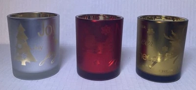 San Miguel Holiday Votive Candle Holder Tea Light Set of 3 Christmas Xmas Decor - Image 1 of 4