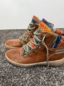 Botín Josef Seibel Maren 06 para mujer con cordones cremallera lateral de cuero en brandy 7,5 - Imagen 1 de 10